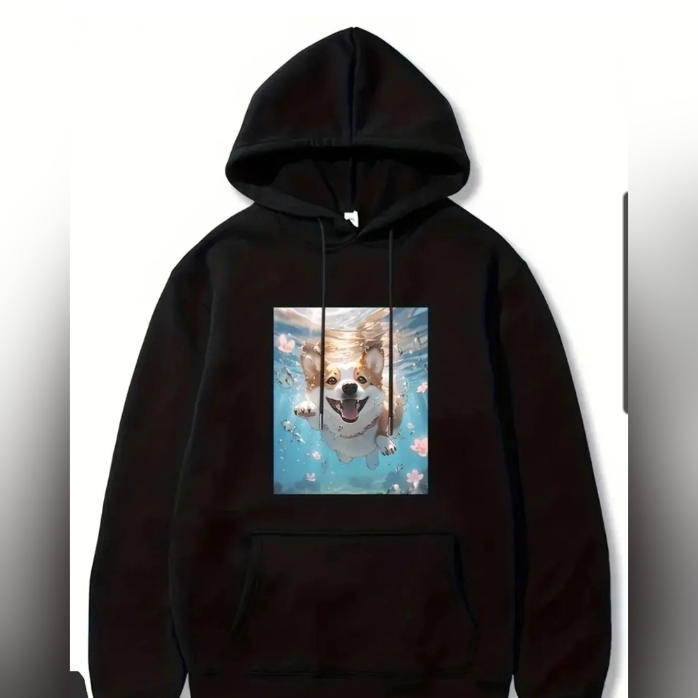 Corgi Hoodie Nirvana style print
